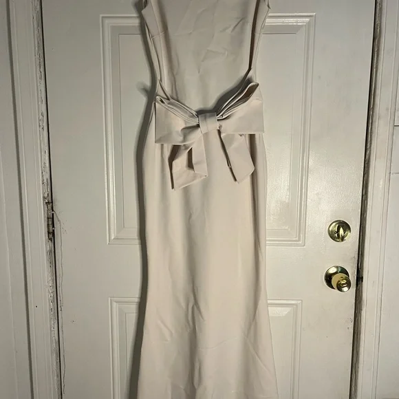 Chiara Boni Cream Maxi Dress with Statement Bow